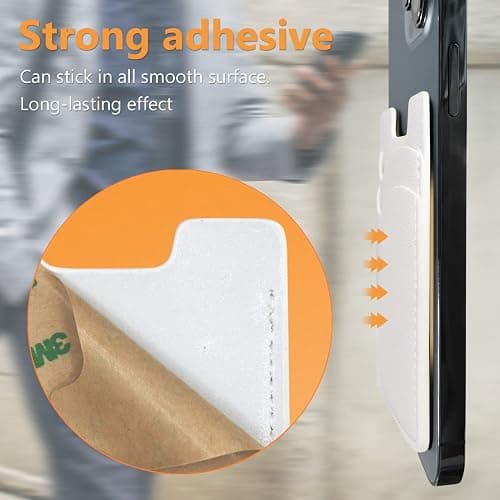 Leather Phone Card Holder, Stretchy Credit Card Holder for Phone Case - 2Pack White thumbnail 4