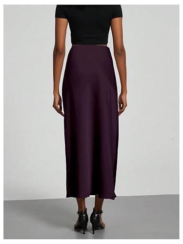 SOLY HUX Women's Elegant Satin Skirts High Waisted Flared Casual Work Office Fishtail Midi Skirt thumbnail 2