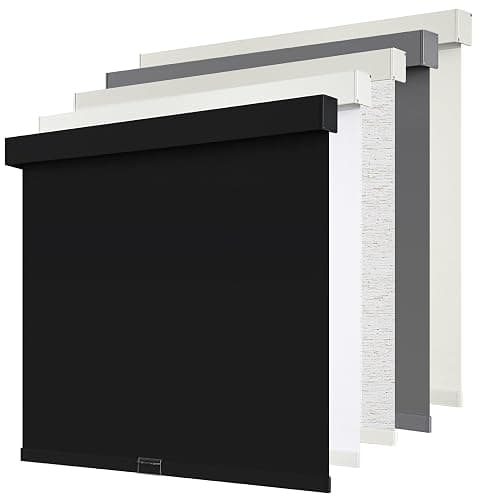 SUNOFF Cordless Blackout Roller Shades Blinds for Windows Free-Stop,Pull Down Room Darkening with Valance,Thermal Insulated Woven Fabric Window Door Blinds for Home,Office,Black 20" W x 72" H - Image 1