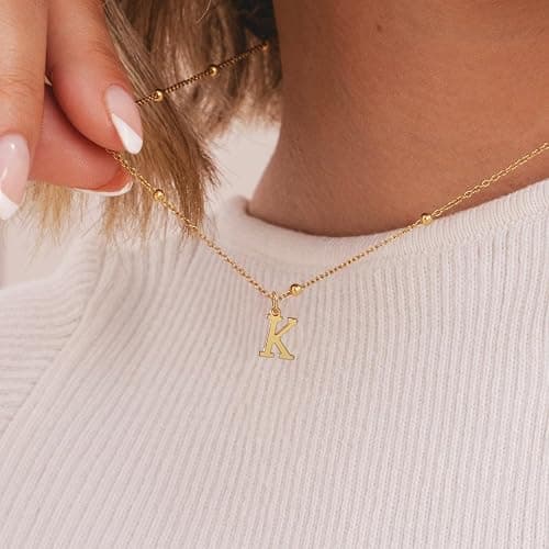 MDIEEL Stocking Stuffers Initial Necklaces for Women Dainty 14k Gold Plated A-Z Letter Pendant Name Necklaces Cute Charm Choker Fashion Accessories Non Tarnish Trendy Jewelry Christmas Gift thumbnail 4