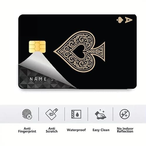5Pcs Credit Card Skin Sticker, Funny Credit Card Skin Sticker Cover, Vinyl Stickers for Debit Credit Cards, Cute Waterproof Skins Cover for Bank, EBT, Key, Transportation, ID (Poker) thumbnail 4