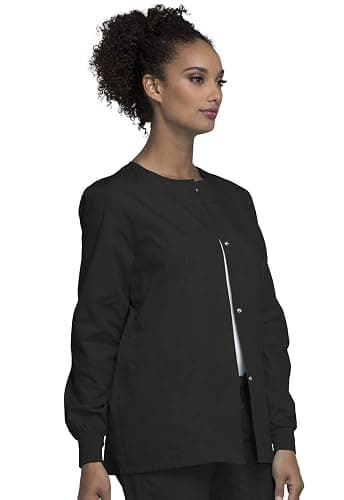 Cherokee scrubs jacket for women, Snap Front Warm-Up Jacket with 3 Pockets and Easy Care - 4350 thumbnail 4