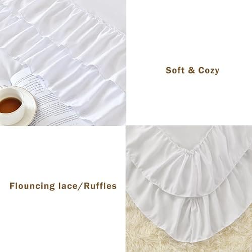 Cupocupa White Full Comforter Set, 3Pcs Comforters Ruffle Farmhouse Bedding Sets Full with Comforter, Lightweight Soft Shabby Chic Bedding Comforter Set Fluffy for All Season (White, F) thumbnail 5