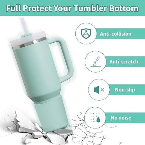 WUQID Higher Silicone Boot Compatible with Stanley Quencher H2.0 & IceFlow Flip & ProTour 40oz 30oz 20oz 14oz, Fit Same Diameter 14oz 20oz 30oz 40oz Tumbler Cups Anti-Slip Bottle Bottom Sleeve Cover thumbnail 3