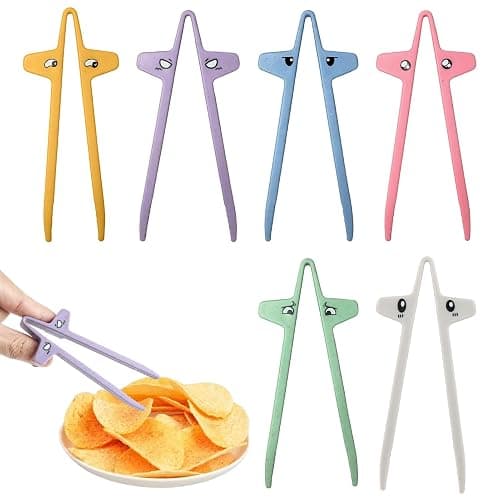 6PCS Finger Chopsticks for Gamers, Snack Grabber & Chip Helper Tool, Cute Emoji Wheat Straw Office Snack Chopsticks, Reusable Non-Slip Gaming Snacking Solution (6 Colors) thumbnail 8