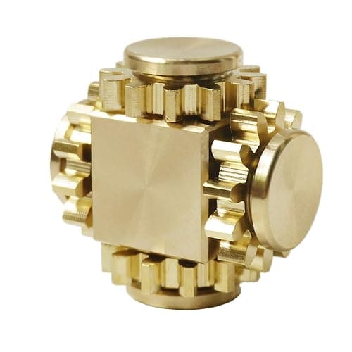 DMaos Fidget Cube Spinner, Linkage 4 Gears Figity Spin Finger Games, Metal Brass with Super Smooth Bearings, Durable Mechanics Romoveable, Small Premium Figit Toy - Gold - Image 1