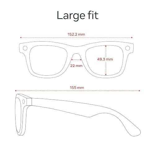Ray-Ban Meta (Gen 2), Wayfarer Large, Matte Black | Smart AI Glasses for Men, Women — 2x Battery Life — 3K HD Resolution — 12 MP Ultra-Wide Camera, Audio, Video — Clear Lenses — Wearable Technology thumbnail 7