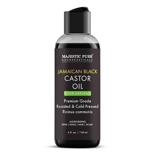 Majestic Pure Jamaican Black Castor Oil - 100% Pure & Natural - Premium Grade, Cold Pressed, Hexane Free - Hair, Eyelashes, Eyebrows, Nails - Moisturizing & Nourishing - 4 Fl Oz - Image 1