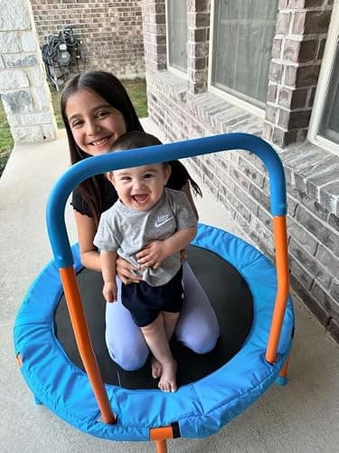 Ativafit 36inch Mini Toddler Trampoline for Kids Ages 1-6 Indoor Outdoor Folding Small Rebounder Trampoline with Foam Handle Safety Padded Cover Fun for Kids - Orange and Blue thumbnail 6