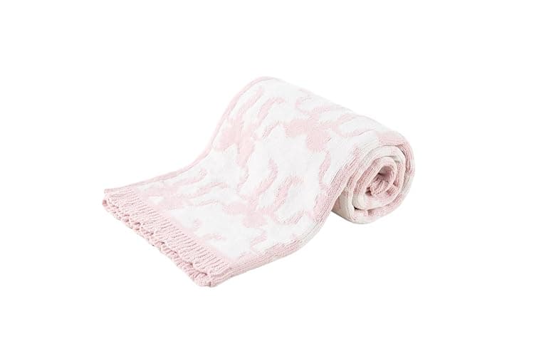 Berkshire Baby Blanket,Ultra-Plush Reversible Chenille Knit Toddler Blanket,Cute Pattern Nursery Crib Blanket,Ideal Baby Gift(30x40 Inches,Ribbon Bow White Pink) - Image 1