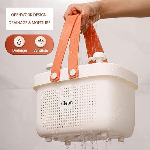 JiatuA Plastic Storage Basket with Handle Portable Shower Caddy Tote Organizer Basket Bin for Bathroom Kitchen Dorm Room Bedroom, Small Pink - Pink - Small thumbnail 7
