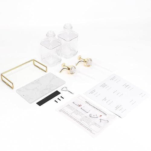 BathAce Coffee Syrup Dispenser for Coffee Bar, Clear Glass Syrup Bottles with Pump, Refillable Maple Syrup Storage, Coffee Station Accessories and Organizer, 500ml, Set of 2 + Tray (Gold) thumbnail 8