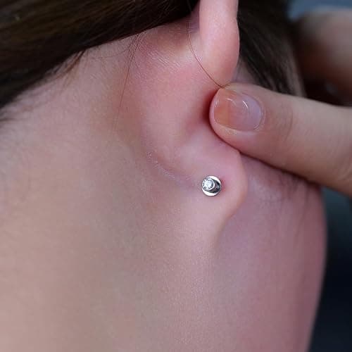 Limerencia Hypoallergenic G23 Implant Grade Titanium Screw Back Earrings Tragus 20G Helix F136 Piercing Post for Sensitive Ears Cartilage thumbnail 3
