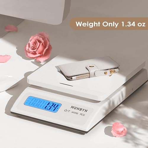 M-Plateau Wallet, Womens card Holder Leather Keychain Wallet With Zipper Coin Pocket ID Window Wrist Strap Gift Box (Beige) thumbnail 5