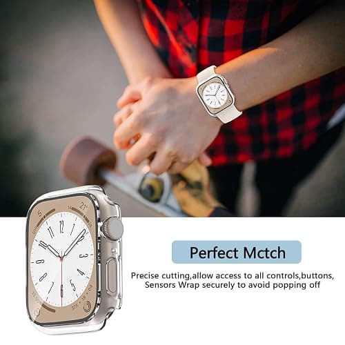 Unnderwiss 2 Pièces Transparent PC Coque Compatible avec Apple Watch Serie Watch 40mm Series 6 5 4 Se avec Protection ecran en Verre Trempé,HD Clair Ultra Mince Anti-Choc Protection iWatch (40mm) thumbnail 6