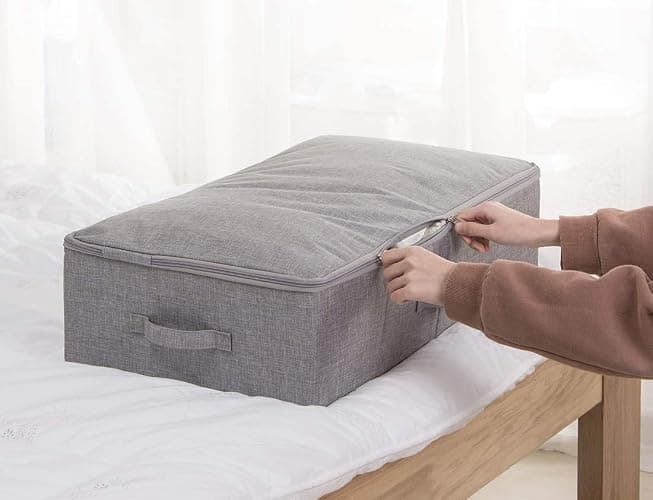 iwill CREATE PRO Pack of 2, Underbed Storage Bins for Clothing Duvet Blanket Shoes Storage Cube Boxes for Wardrobe, Closet, Black Gray thumbnail 7