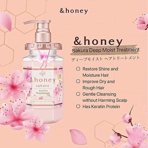 &honey Deep Moist Shampoo and Treatment Set, Sakura Edition with Hair Tie in Sprout Talk's package thumbnail 4
