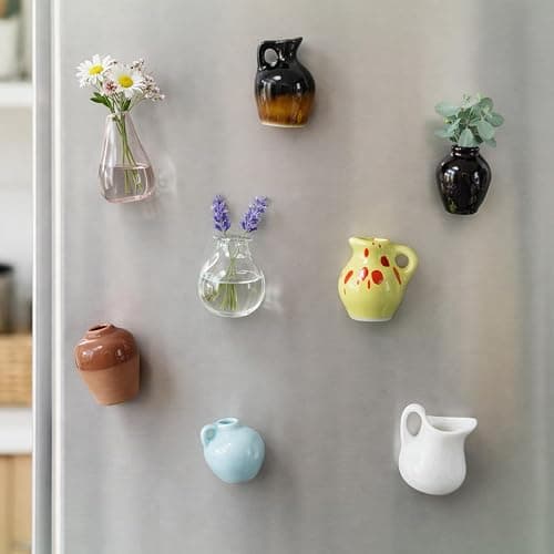 8 Pcs Cute Mini Vase Magnets for Fridge, Funny Plant Decorative Magnets | Tiny Ceramic Vase Refrigerator Magnets with Faux Flowers, for Fridge, Kitchen, Locker & Office Decor Gift thumbnail 2