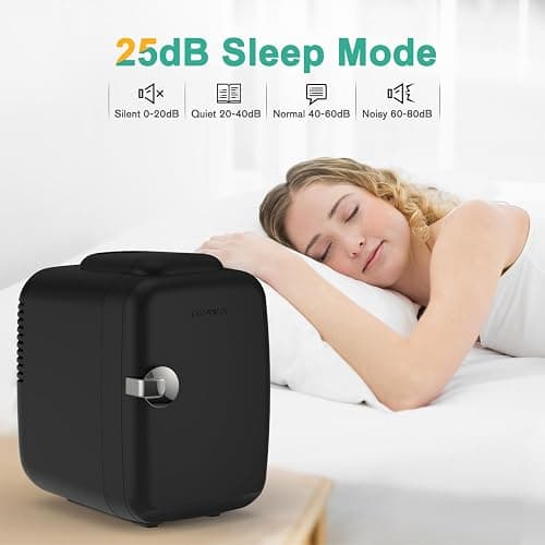 CROWNFUL Mini Fridge, 4 Liter/6 Can Portable Cooler and Warmer Personal Fridge for Skin Care, Cosmetics, Food,Great for Bedroom, Office, Car, Dorm, ETL Listed (Black) thumbnail 6