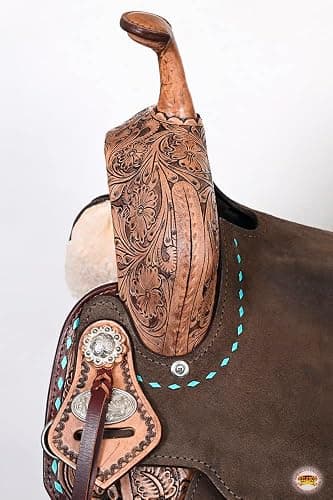 HILASON Flex Tree Western Horse Saddle in American Leather Barrel Trail | for Horses thumbnail 6