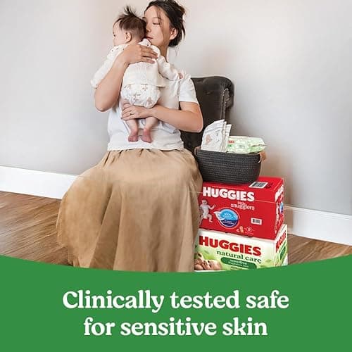 Huggies Natural Care Sensitive Baby Wipes, Unscented, Hypoallergenic, 99% Purified Water, 12 Flip-Top Packs (768 Wipes Total), Packaging May Vary thumbnail 9