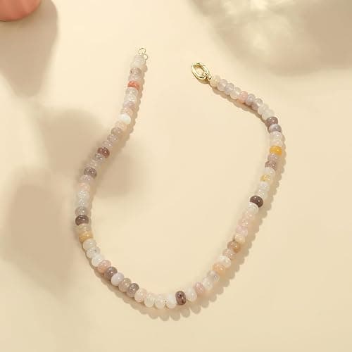 ROISE LADY Beaded Natural Stone Necklaces for Women Choker Gemstone Bead Summer Beach Jewelry Necklace thumbnail 7