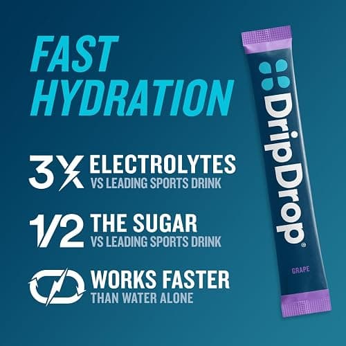 DripDrop Hydration - Juicy Variety Pack - Electrolyte Drink Mix Single Serve Powder Packets - Grape, Fruit Punch, Strawberry Lemonade, Cherry | Non-GMO, Gluten Free, Vegan | 32 Sticks - 32 Servings (Pack of 1) thumbnail 2