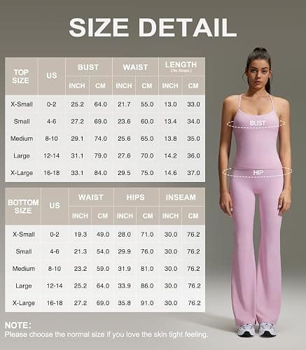 OMKAGI 2 Piece Workout Sets for Women Padded Tank Tops Flare Leggings Pilates Outfits thumbnail 7