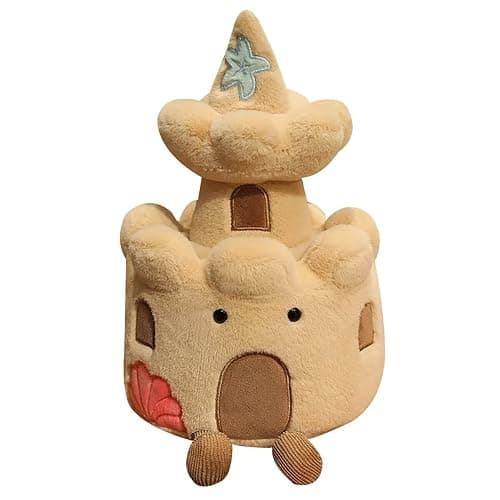 VLYUVUY Sand Castle Plush Toy, 9.8 Inch Cute Stuffed Animal, Soft Plushie Toy for Kids, Funny Beach Themed Room Decor, Cute Birthday Gift for Boys Girls - Image 1