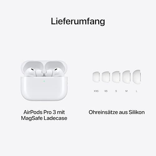Apple AirPods Pro 3 Kabellose In‑Ear Kopfhörer, Aktive Geräuschunterdrückung, Herzfrequenzmessung, Hörgerätefunktion, Bluetooth Kopfhörer, 3D Audio, Hi‑Fi Sound, Laden über USB‑C thumbnail 5