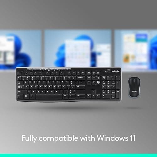 Logitech MK270 Wireless Keyboard and Mouse Combo for Windows, 2.4 GHz, 8 Multimedia Keys, PC, Laptop, Wireless Keyboard Compact Mouse Combo - Black thumbnail 5