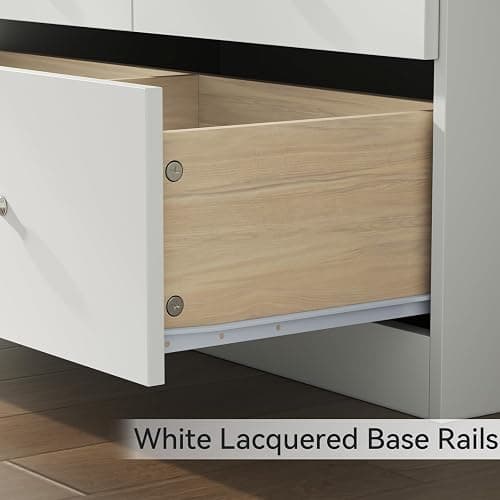63'' Long Dresser for Bedroom, Modern 6 Drawer Dresser with 14 Organized Compartments & Glass Handles, Extra Large Chest of Drawers with Storage Drawer, Double Wide White Wood Dressers for Bedroom thumbnail 7