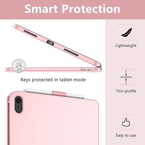 TQQ Touch for iPad (A16) 11th Generation Case with Keyboard (11", 2025) & 10th Gen (10.9", 2022) - 360° Rotatable, Thin & Light, Multi-Touch Trackpad for iPad (A16) 11th/10th Gen (Pink) thumbnail 3