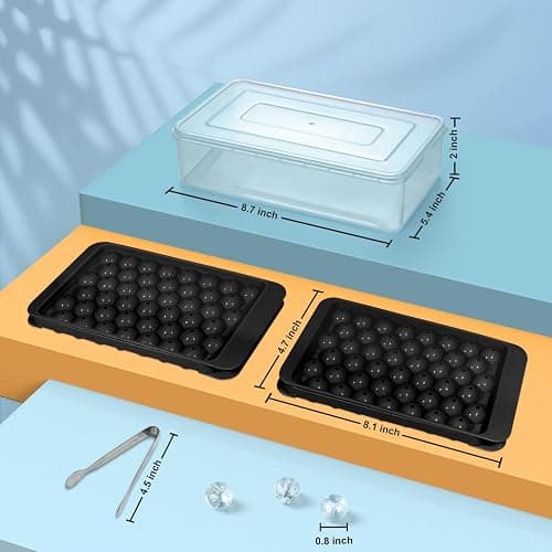 WIBIMEN Ice Cube Tray with Lid and Bin - Round Ice Trays for Freezer with Lid - Ice Cube Trays for Freezer with Ice Container (0.8"-2PACK Black) thumbnail 2