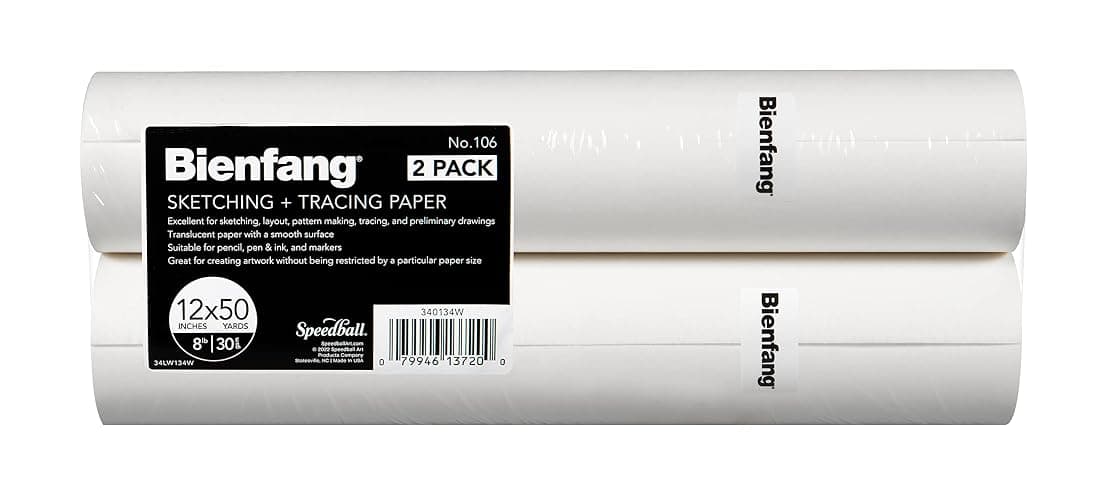 Bienfang Sketching & Tracing Paper Roll, White, 12 Inches x 50 Yards (2-Pack) - for Drawing, Trace, Sketch, Sewing Pattern - Image 1