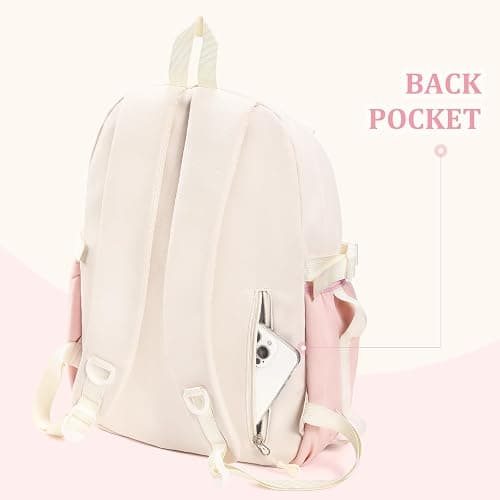 jingyuKJ Kawaii ita Backpack - Cute Backpack Coquette Aesthetic Back Pack Y2K Daypack with Clear Pockets with Clear Pockets (Pink) thumbnail 6