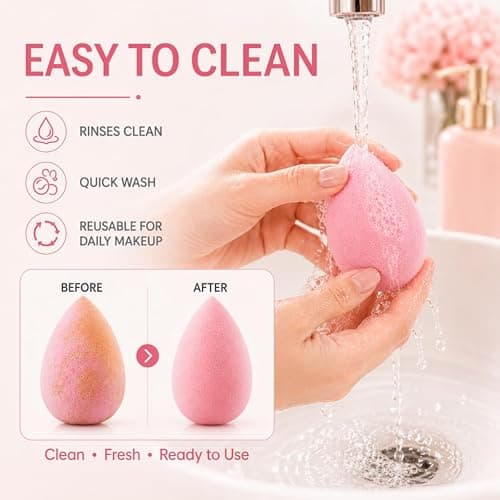 Foonbe Makeup Sponge Set, 7 Pcs Multi Colored Blender Sponges | Liquid Cream Powder Use, Latex Free Vegan & Cruelty-Free, with 1 Mini Sponge, Assorted Beauty Sponge Shapes, Travel Case thumbnail 7