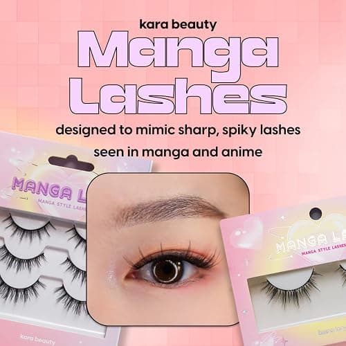 KARA BEAUTY MANGA LASHES Manga Style False Eyelashes KYUN - Faux Spiky Anime Lash with Natural Dimension - Lightweight Flexible Band Strip Lashes for Anime Cosplay, Press On Lash Extension Kit thumbnail 2