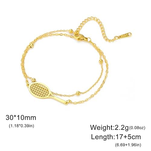 Tennis Racket Bracelet for Women Men Dainty Adjustable Racket Charm Layering Sport Bangle Bracelet Lover Jewelry Tennis Gifts for Women Men Players thumbnail 6