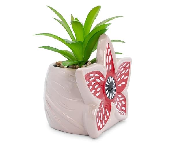 Stranger Things Demogorgon 3-Inch Ceramic Mini Planter with Artificial Succulent | Small Flower Pot, Faux Indoor Plants For Desk Shelf, Home Decor Trinket Tray | Horror Movie Gifts and Collectibles thumbnail 3