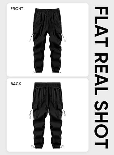 JMIERR Men's Baggy Cargo Pants Trendy Casual Parachute Pant Loose Fit Harem Joggers with Pockets for Streetwear - Small - A1 Black thumbnail 6