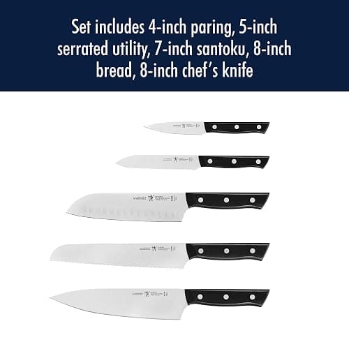 Henckels Dynamic 5-Pc Knife Set with Chef, Bread, Utility, Paring, Santoku | The Perfect Kitchen Knife Set for Effortless Cutting, German Engineered, Informed by 100+ Years of Mastery. Dishwasher safe thumbnail 10