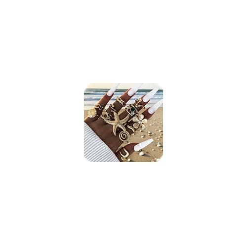 UYY Chunky Gold Rings for Women Non Tarnish, Baroque Pearl Flower Tiger's Eye Stone Rings Adjustable Stacking Statement Rings Set Fashion Jewelry Gifts - Image 1