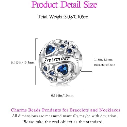 Aurevella Lucky Clover Birthstone Charms 925 Sterling Silver Charm for Pandora Bracelets and Necklaces Birthday Holiday Women Jewelry Gifts thumbnail 6