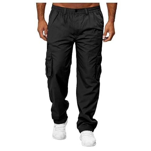 THWEI Mens Cargo Pants Casual Cotton Jogger Multi Pockets Outdoor Hiking Work Sweatpants thumbnail 4