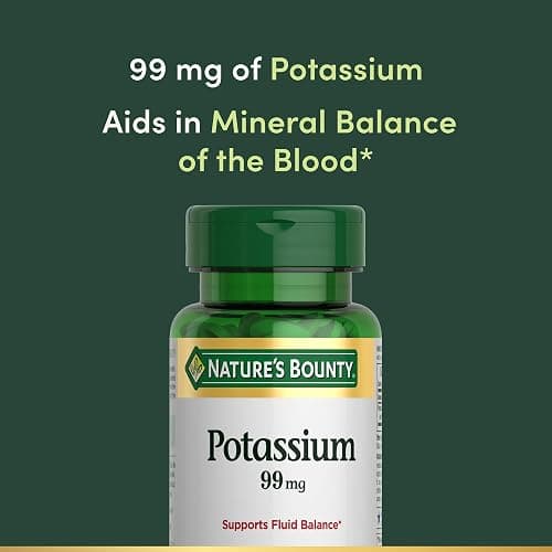 Nature's Bounty Potassium 99mg, Supports Fluid Balance and Muscle Activity, Involved in Normal Heart Function, Potassium Gluconate Dietary Supplement, Gluten Free, 1 Per Day, 100 Vegetarian Caplets thumbnail 3