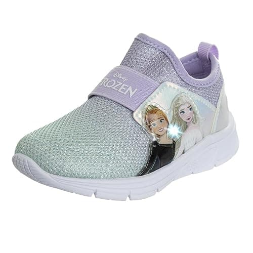 Disney Girls' Frozen Sneakers - Laceless Light-Up Running Shoes (Toddler/Little Girl) - Image 1