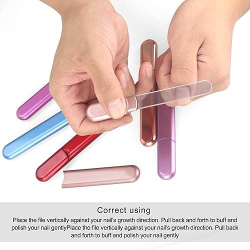 MiDenso Premium Glass Nail File with Case, Crystal Diamond Salon Best Beauty Nail Buffer for Natural and Acrylic Nails Christmas Gift for Woman and Man,Apricot thumbnail 4