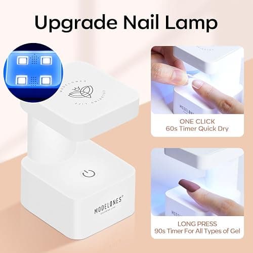 Modelones 8-in-one Nail Builder Gel Kit, 6 Colors Clear Pink Builder Gel with Mini Nail Lamp& Forms Set, for Nails Extension Strengthener Base thumbnail 7