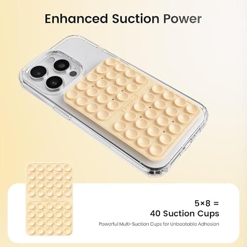 Klearlook Silicone Suction Cup Phone Case Mount Double Sided, Sticky Phone Grip for 6.1-7.2 inch Phones, Phone Accessories Hands-Free Strong Grip Holder for Selfies and Videos, Baby Yellow thumbnail 3